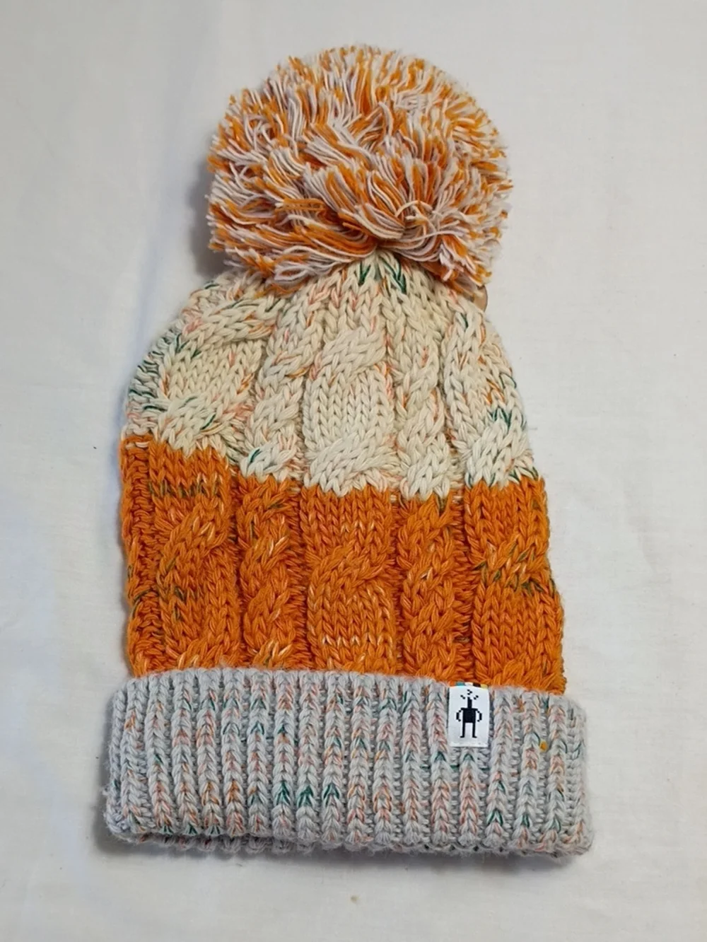 NWT Smartwool Girls Cable Knit Pom Beanie Isto Marmalade Size One Size Winter